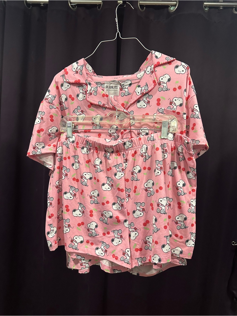 New pink Snoopy pajama short set Sz XL